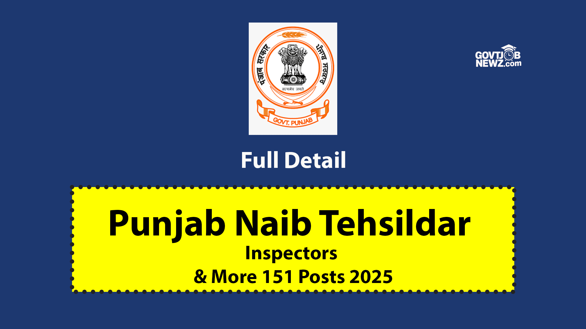Punjab Naib Tehsildar Inspectors & More Posts 2025