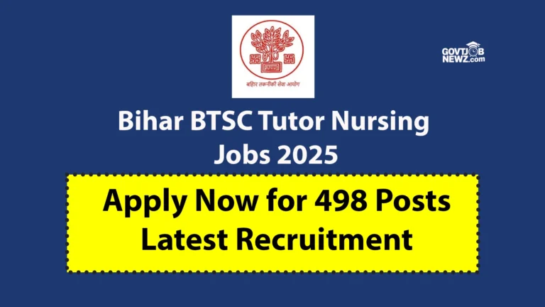 Bihar BTSC Tutor Nursing Jobs 2025