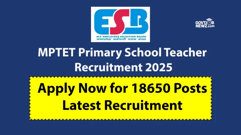MPTET Primary School Teacher Recruitment 2025