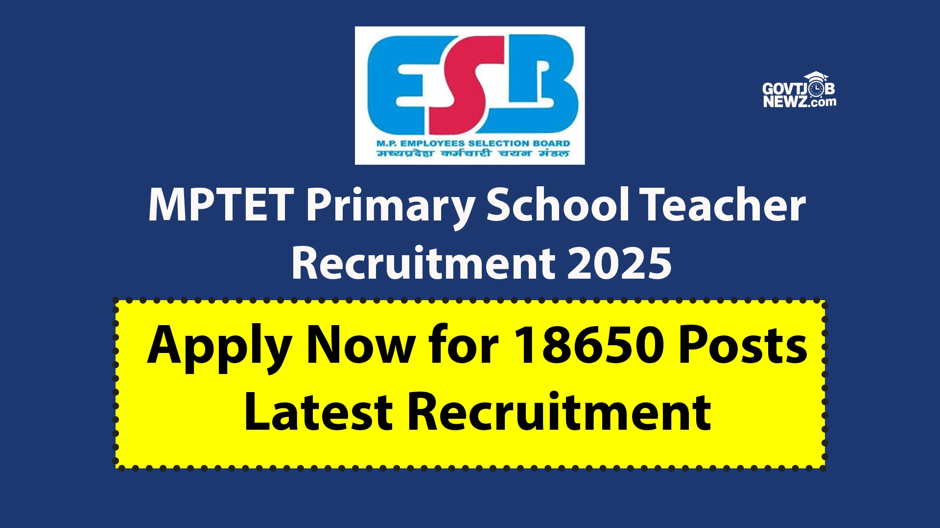 MPTET Primary School Teacher Recruitment 2025
