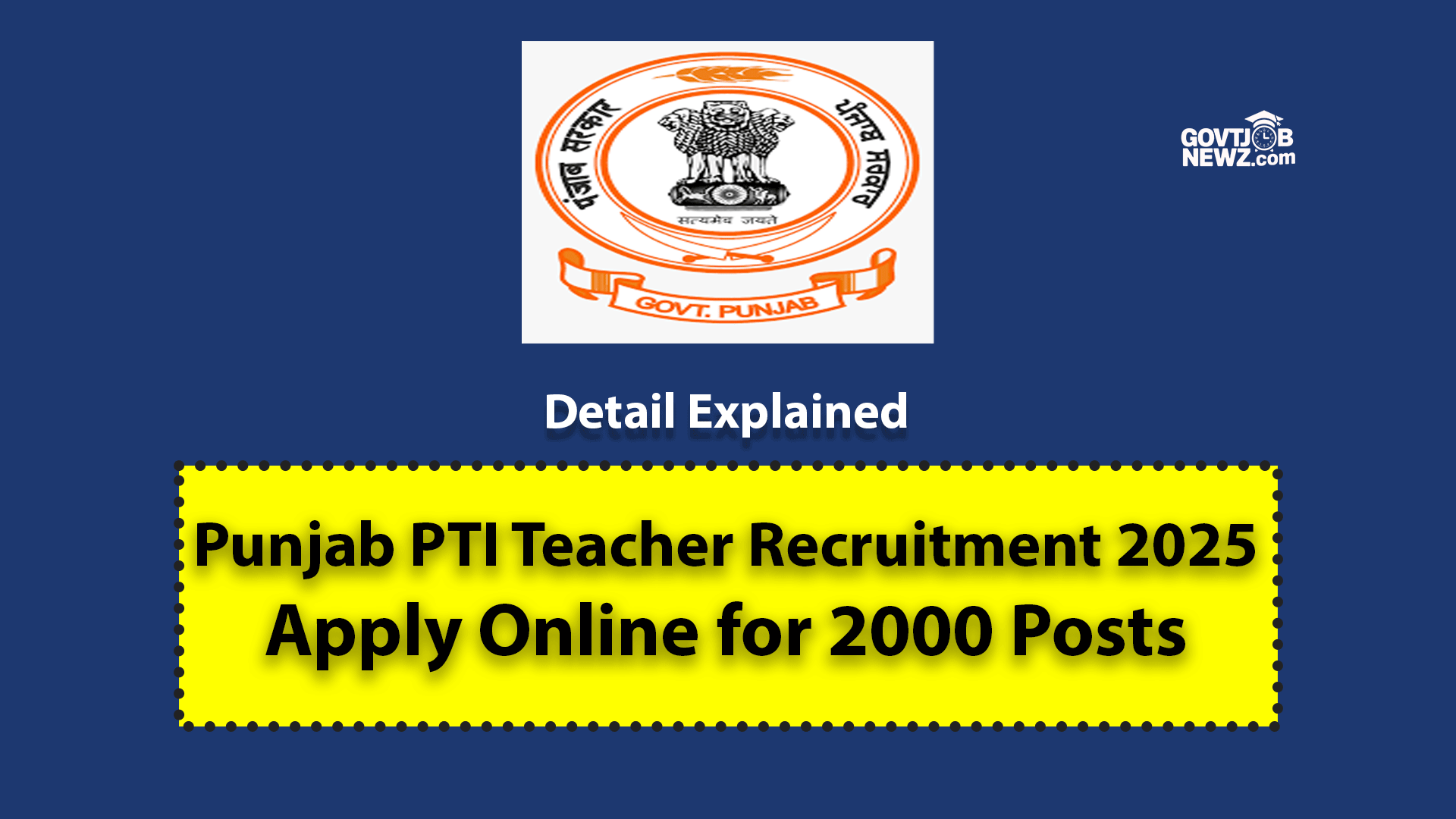 Punjab PT Teacher Recruitment 2025