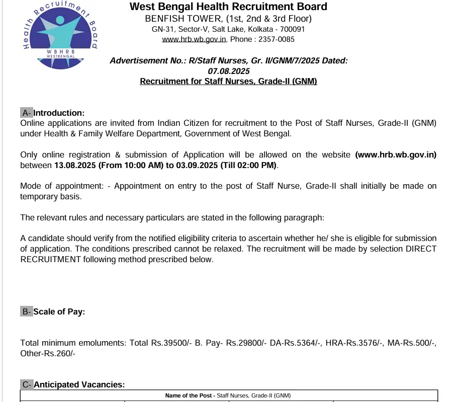 WBHRB Staff Nurse Notification 2025
