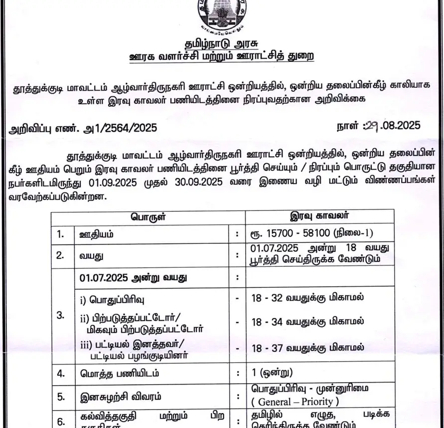 TNRD Recruitment 2025