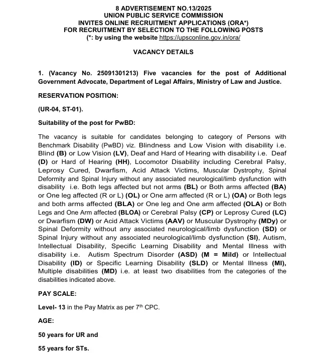 UPSC Recruitment 2025 Notification