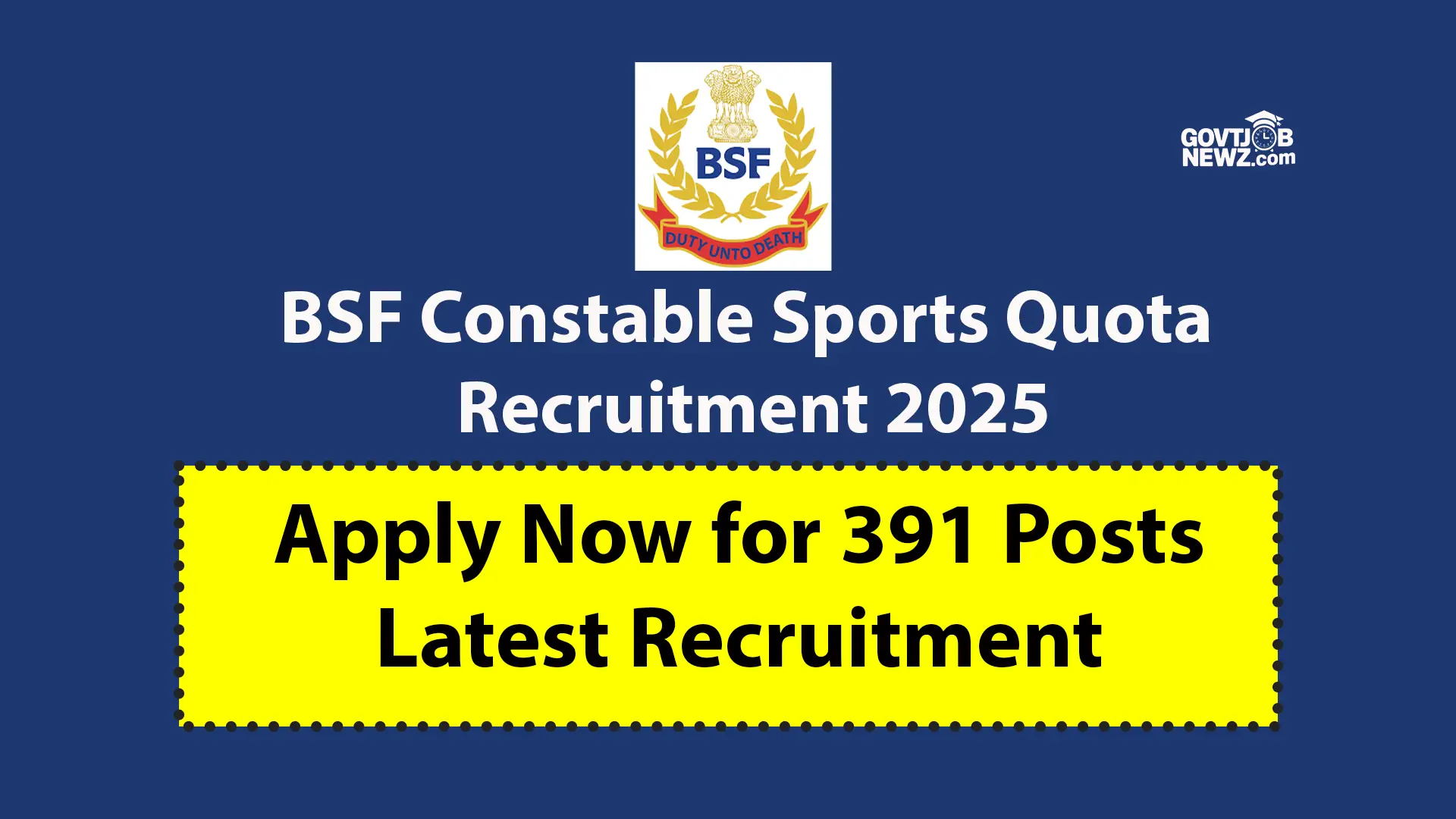BSF Constable Sports Quota Recruitment 2025