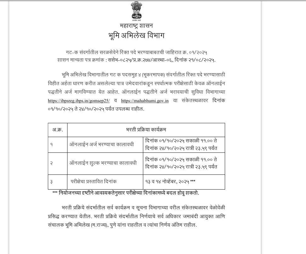 Bhumi Abhilekh Land Surveyor Recruitment 2025