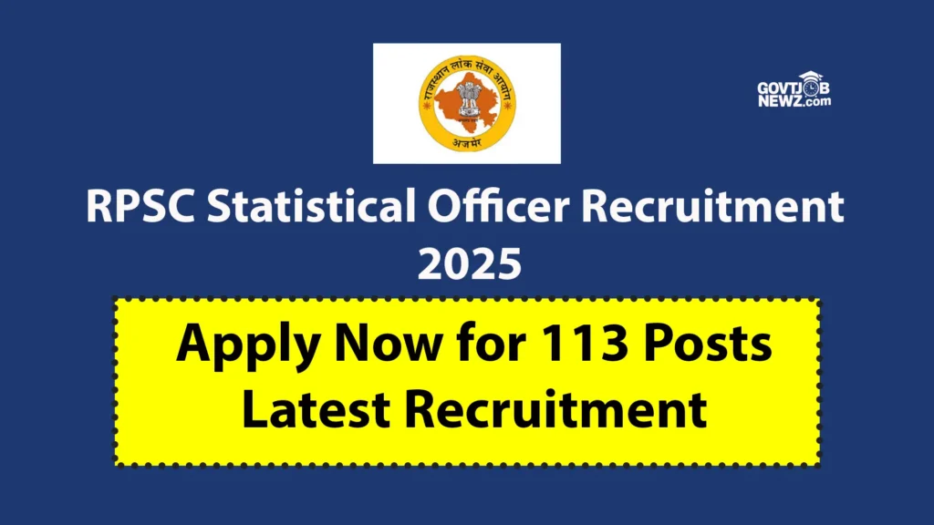 RPSC Statistical Officer Recruitment 2025 