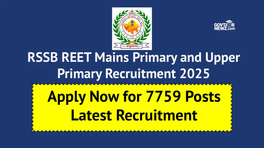 RSSB REET Mains Recruitment 2025