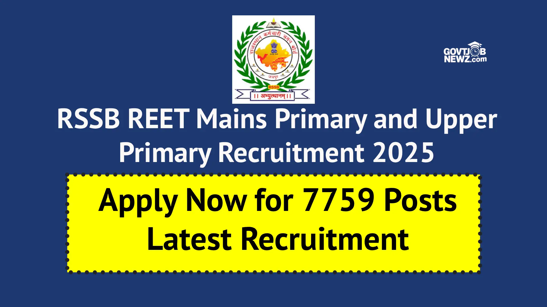RSSB REET Mains Recruitment 2025