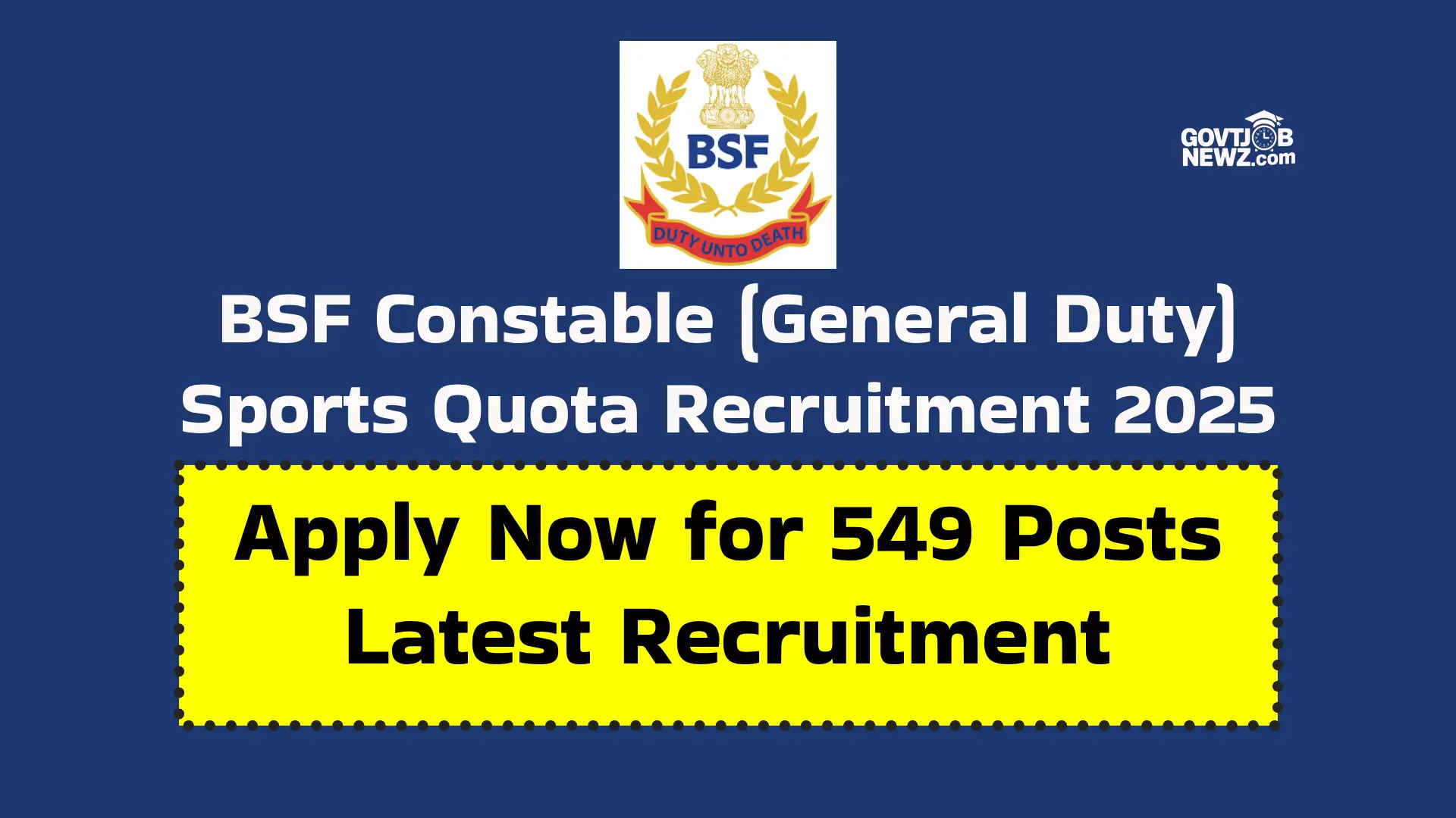BSF Sports Quota Recruitment 2025