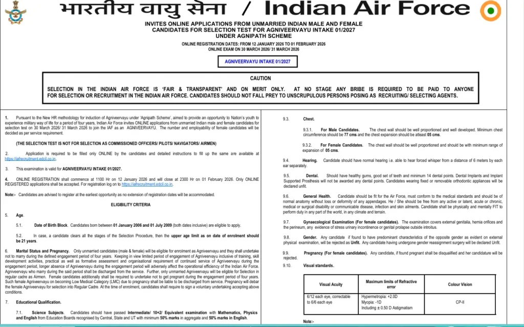 Indian Air Force Agniveer Recruitment 2026