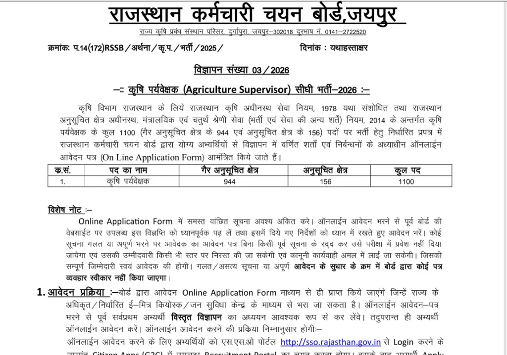 RSSB Agriculture Supervisor Recruitment 2026